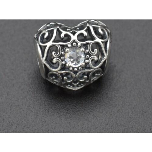 Hollowed-Out Heart-Shaped Silver Bracelet Set With White Zircon Silver Jewelry Accessories European And American Style Gifts