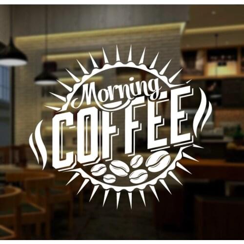 Coffee Shop Sticker Milk tea Decal Cafe Cup Poster Vinyl Art Wall Decor Mural Decoration Break Bread Coffee Glass Decals