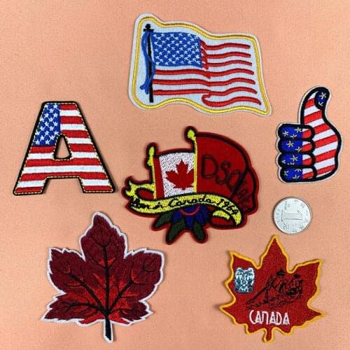US Flag Iron on Patches Creative Embroidered Appliques Thermo Stickers DIY Sewing Supplies Embroidery Badges Patch Clothing