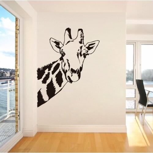 Giraffe Head Wall Stickers Mural Jungle Wild Animal Home Decor Vinyl Waterproof Wall Decals Kids Room Bedroom Decoration
