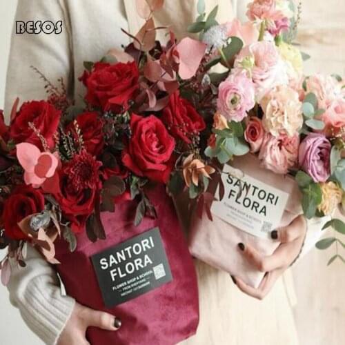 New Large Size Candy Color Flannel Waterproof Gift Bag Party Wedding Shop Bouquet Flower Arrangement Rose Package Gift Bag Box
