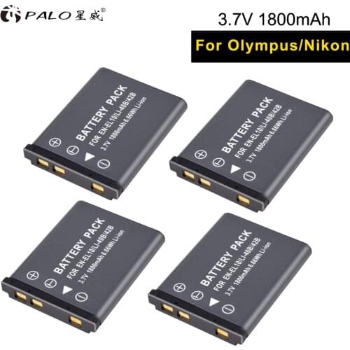 PALO new 4 pcs EN-EL10 digital camera batteries LI 40B 3.7V 1800mah li-ion camera battery for OLYMPUS NIKON PENTAX FUJIFILM etc