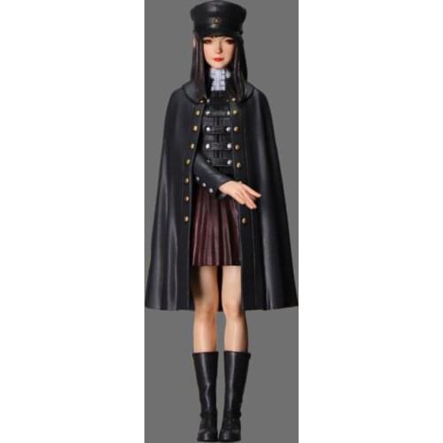New Unassembled 1/22 85mm black coat girl standing winter 85mm Resin Kit DIY Toys Unpainted resin model