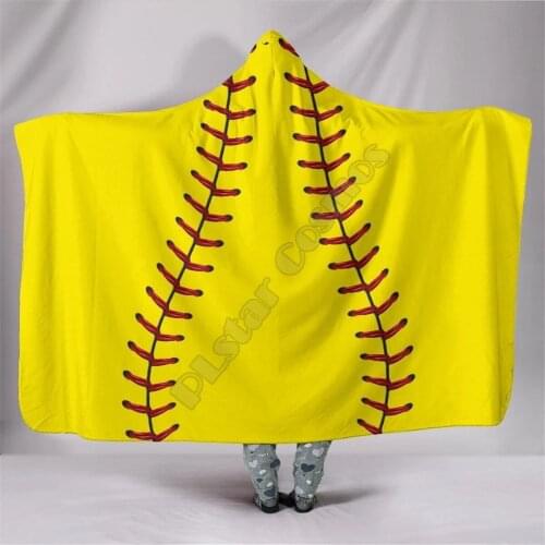 Plstar Cosmos Softball Hooded Blanket 3D full Printed Wearable Blanket Adults men women kids Boy Girl Blanket