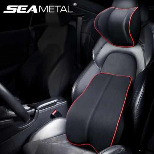 Car Headrest Neck Pillow and Lumbar Support Back Cushion Kits Memory Foam Erognomic Design Fit Muscle Pain and Tension Relief