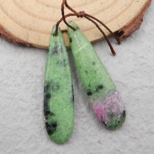 Semi-precious stones Natural Gemstone Ruby and zoisite,Fashion gemstone earring jewelry38x8x4mm4.8g