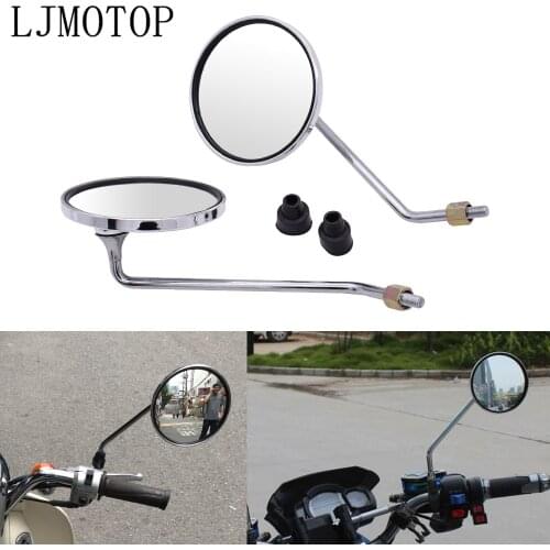 Silver motorcycle mirrors rearview Side Mirror round mirror 8mm/10mm For YAMAHA FZ8 FZ6 XSR700 XSR900 XSR 900 XV950 XV 250 950