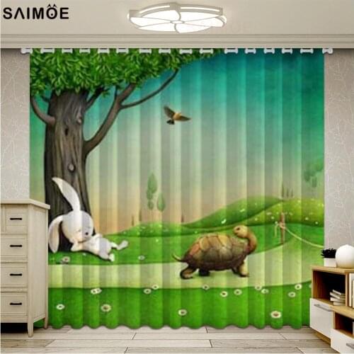 Cartoon Forest Rabbit Digital Printing CurtainsFor Living Room Blackout Curtains For KKids Childrens Room Window Curtains