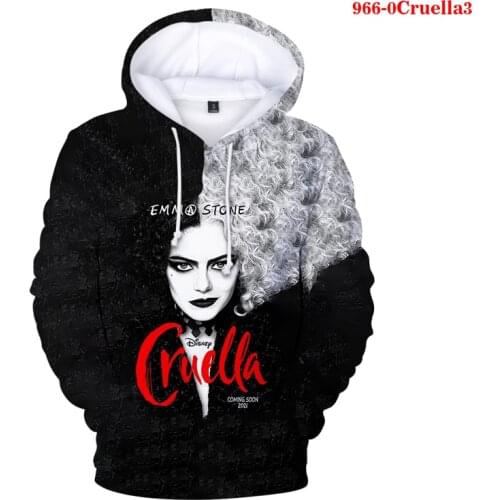 Cruella Cosplay Hoodie 3D Print Sweatshirt Casual Streetwear Men Women Hip Hop Streetwear Pullover Hoodies Cruella Sweatshirts