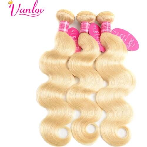 Vanlov High Ratio 3/4 613Blonde Bundles Brazilian Hair Weave Body Wave Bundles 100% Remy Human Hair Bundles 613 Hair Extension