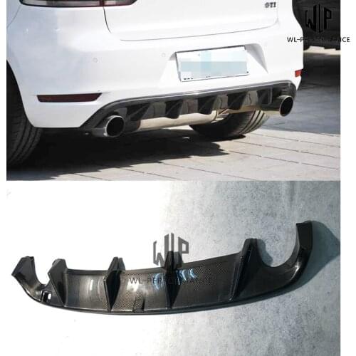 High Quality Carbon Fiber Single Out Rear Bumper Diffuser Bumpers Lip JSK Style For Volkswagen Golf 6 GTI Car Body Kit 10-13