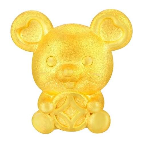 Hot sale 24K Yellow Gold Bracelet 3D 999 Gold Coin Mouse Bracelet