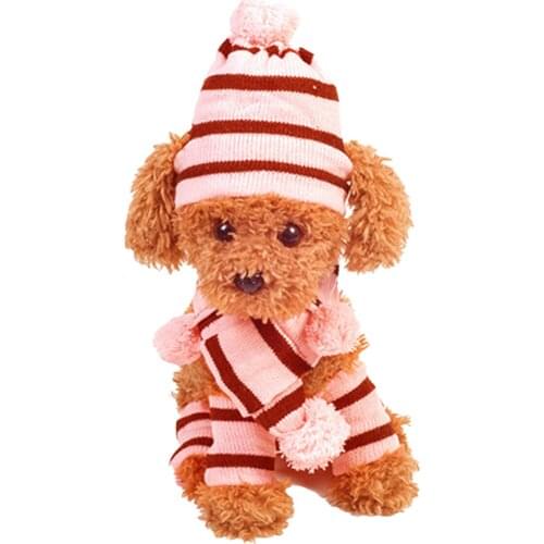 Pet Dog Puppy Winter Knitted Costume Set Striped Hat Scarf Leg Warmers for casual, party, birthdays, family photo shoot etc