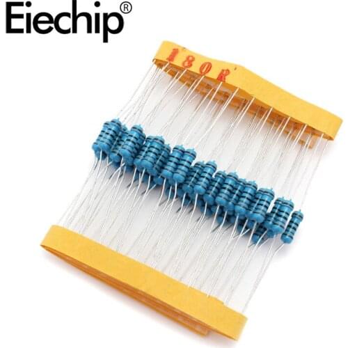 100pcs/lot 0.5W 1 ohm 1% Metal film resistor 1/2W resistance 180R Electronic resistors