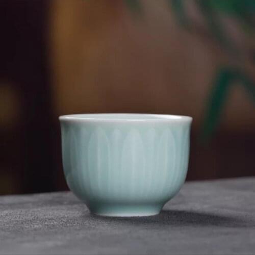 2pcs/Set Blue China Celadon Ceramic Tea Cup Porcelain Kung Fu Cups Set Pottery Drinkware Tableware Wholesale Egg Style