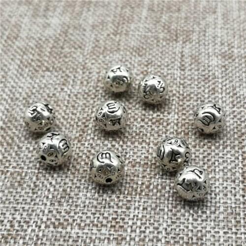 925 Sterling Silver Om mani padme hum Round Ball Beads 8mm for Bracelet Necklace