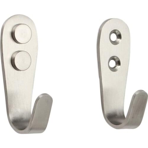 2pcs Stainless Steel Hooks Durable Practical 1.5/2/3mm-Thick Brushed Kitchen Hook Clothes Hooks Coat And Hat Hanger Towel Hanger