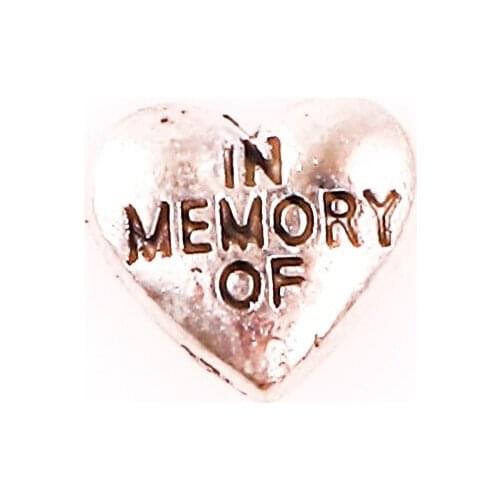 20Pcs heart IN MEMORY OF floating charms for living memory glass floating locket charms DIY jewelry