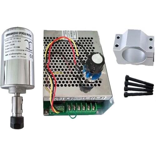 200w Air cooled spindle Motor + 52mm clamps + Power Supply speed governo CNC 0.2kw DC brush motor For Engraving