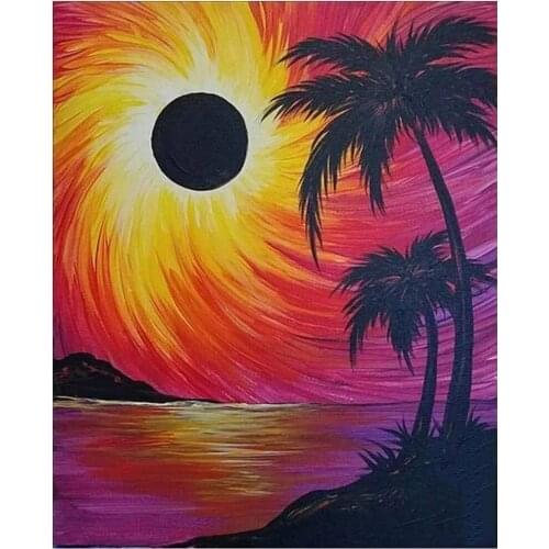5D latest DIY diamond painting diamond "cartoon coconut tree" landscape handmade mosaic home wall decoration childrens gift