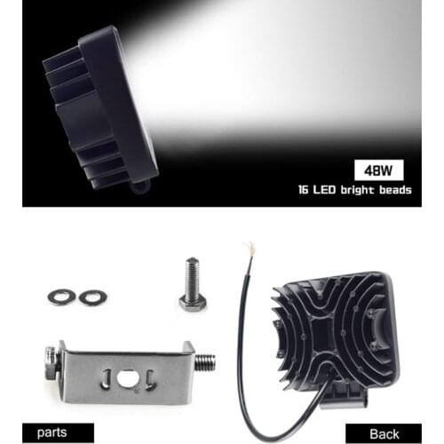 48W Vehicel Headlights 16LEDs Cool White Light Bar 4inch Vehicle Work Light LED Truck For SUV
