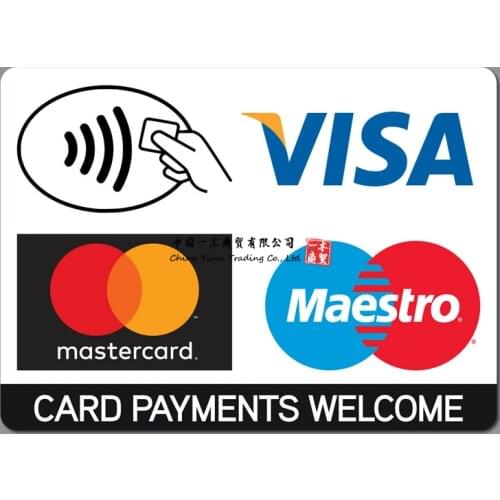 Contactless Card Payments Sticker Credit Card Taxi Shop Visa Mastercard