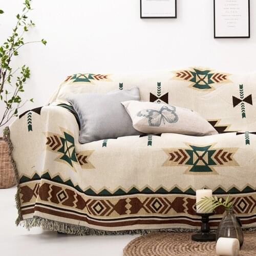 Bohemian Geometry Sofa Blanket Super Soft Cotton Knit Plaid Throw Blankets Sofa Cover Winter Plane Travel Blanket Christmas Home