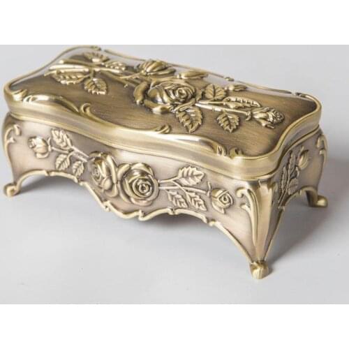 2021 Newly arrived Retro Rectangular Rose Flower Jewelry Storage Box Jewelery Storage Case for Women wedding rings box