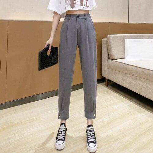 Spring summer suit-pants women streetwear cargo pants female high waist loose harem pants back elastic waist harajuku trousers