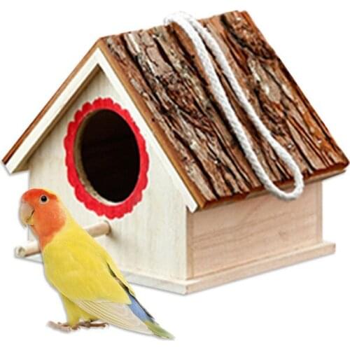 Wood Birds Nest House Bird Box Hanging Decoration Creative wall-mounted wooden outdoor nest bird house Garden Decor