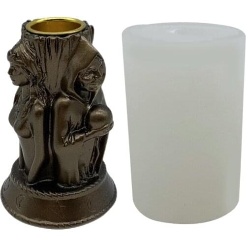 Witch Goddess Candle Holder Epoxy Resin Mold Concrete Plaster Casting Silicone Mould DIY Crafts Home Decorations Making Tools