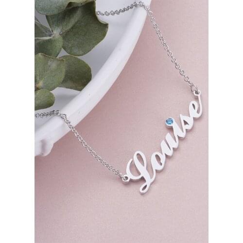 DODOAI Blue Rhinestone Necklace Custom Name Necklaces Zirconia Necklace Choker Personalized Name Custom Jewelry for Women gift