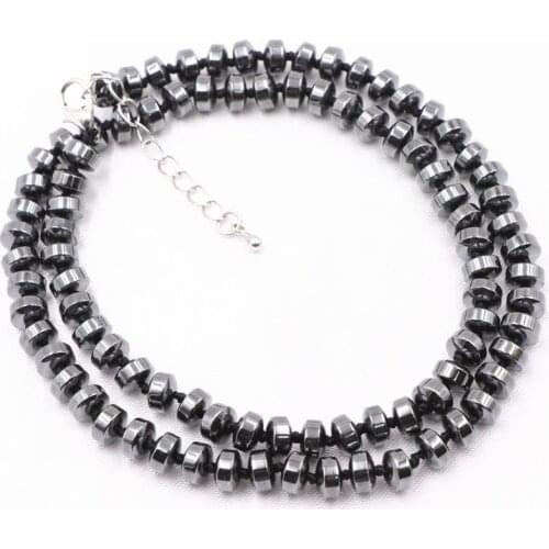 Elegant Black Natural Stone Hematite Beads Choker Necklace Wheel Necklaces Collars Decoration Chain Wholesale Jewelry 18" A834