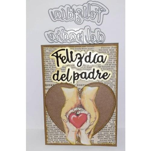 Spain Word:Happy Father Day Metal Cutting Dies Scrapbooking Embossing Paper Cards Template Punch Stencil DIY Tool Dies New 2021