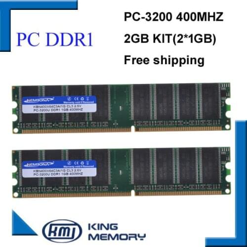 KEMBONA Free shipipng Desktop ddr1 400Mhz 2GB(kit of 2x1gb ddr1)PC-3200 400X64C3A/1G ram low density for All Motherboard Desktop
