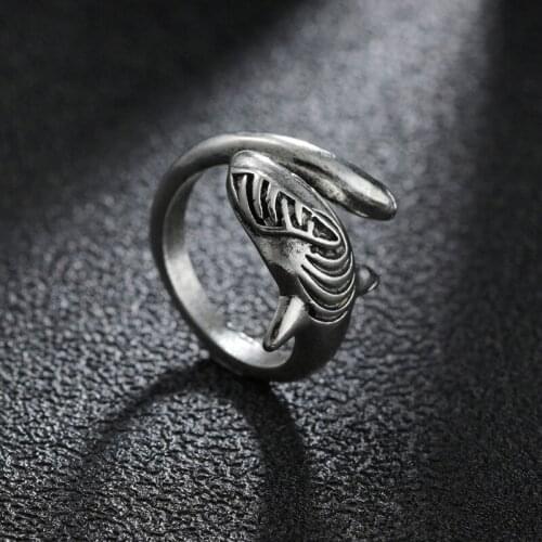 New Creative Animals Whale Shark Rings For Women Silvery Color Fashion Adjustable Opening Metal Ring Punk Style Party Jewelry