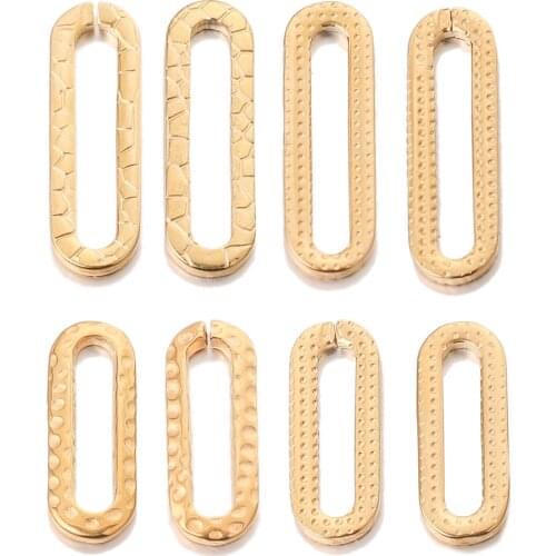20Pcs Stainless Steel Gold Embossing Geometric Connector Findings Square Paperclip Link Charms for DIY Jewelry Making Wholesale