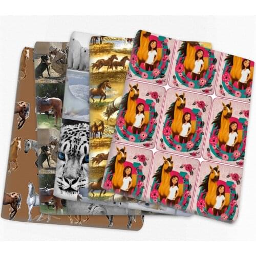 Patchwork Horse Wolf Printed Polyester Cotton Fabric for Tissue Sewing Quilting Fabrics Needlework Material DIY Handmade,c14281