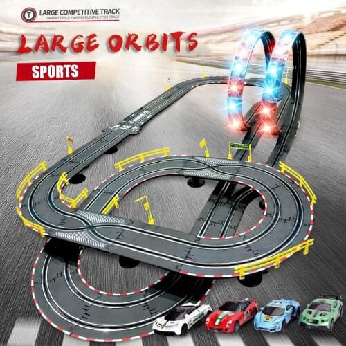 1:43 Scale Electric Track Racing RC Car Double Battle Speedway Profissional Slot Car Circuit Race Track Railway Toys