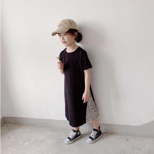 2021 Korea style girls dress fashion cotton shorts sleeve summer girls dresses