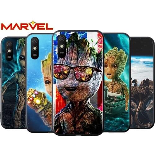 Groot Marvel Avengers for Xiaomi Redmi 10X Pro 9C 9A 9T 9 GO K40 K30 Ultra K20 8 7 S2 6 5 4X Pro Soft Black Phone Case