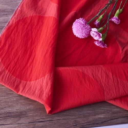 Soft cotton in spring and summer sewing fabric Red big circle patchwork High-end personalized dresses fabric
