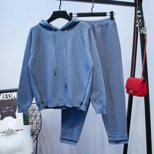 Chic womens sportwear suit 2019 spring autumn hooded sweaters+pencil pants two piece set women leisure suit G070