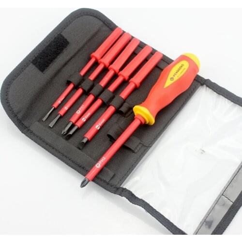 New 6PCS/set 1000V Electricians Screwdriver Set Electrical Fully Insulated High Voltage Magnetic Screwdriver