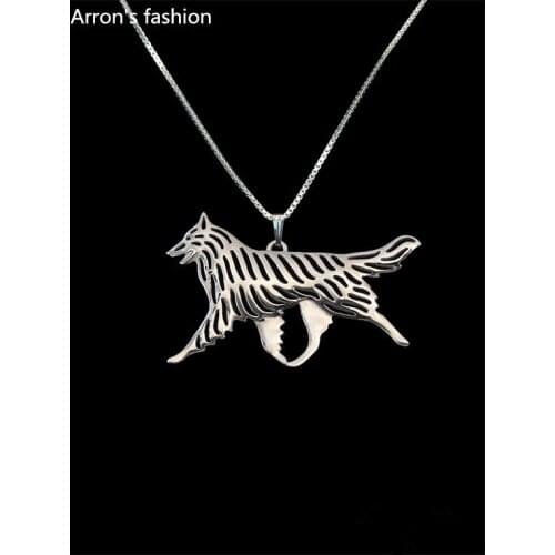 Trendy Belgian Groenendael / Tervuren dog jewelry pendant necklace women plated silver statement necklace men cs go