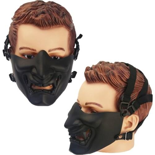 Airsoft Paintball Military Tactical Prajna Half Face Mask Samurai Hannya Horror Skull Halloween Hunting Protective Half Masks