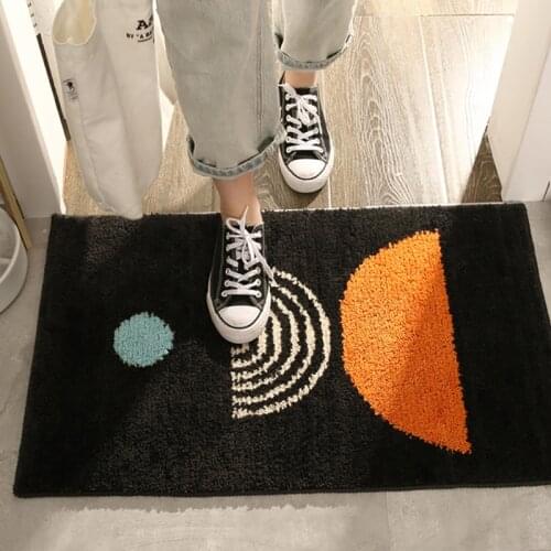 Simple Nordic Home Flocking Carpet Absorbent Non-slip Bathroom Floor Mat Comfortable Entry Door Mat For Bedroom Home Supplies