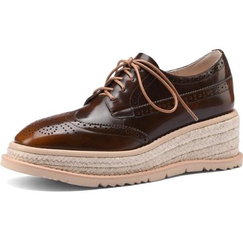 ROYESIC 2021 womens shoes, Brock, Derby, casual shoes, running, lace up, straw craft, muffin thick sole, natural leather, handm