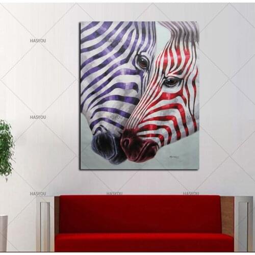 Hand Painted modern colorful on canvas animal art living room zebra oil painting wall pictures living room home wall decor
