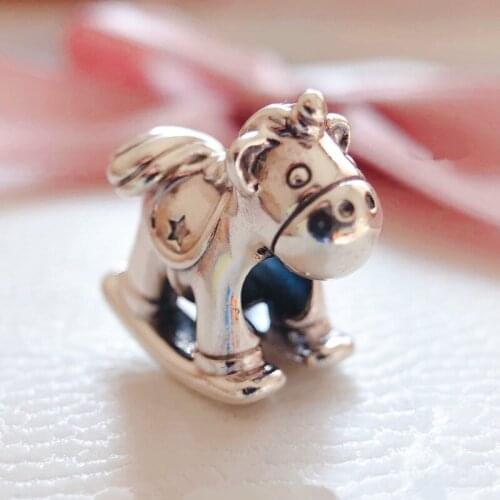 2019 Bruno the Unicorn Rocking Horse 925 Sterling Silver Charms Beads Fit Bracelet Necklace DIY For Kids Christmas Gift Jewelry